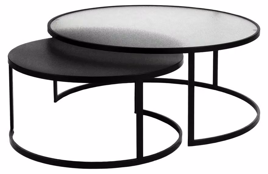 Pomax Claudia, set da 2 tavolini, colore nero, diametro 60/80 cm, altezza 30/35 cm