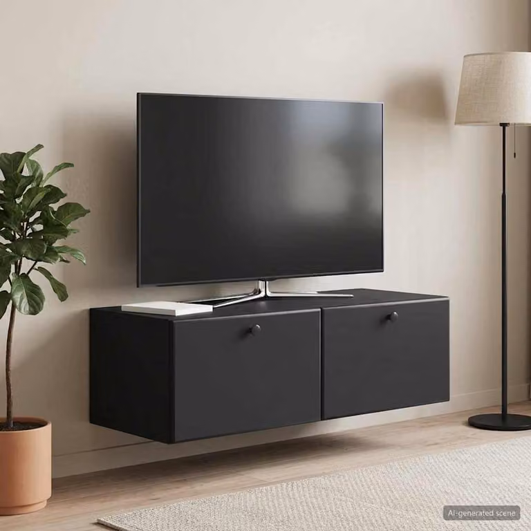 vidaXL Mobile Porta TV da Muro Moderno Nero con Finitura Opaca L: 98 cm, P: 41 cm, H: 30 cm
