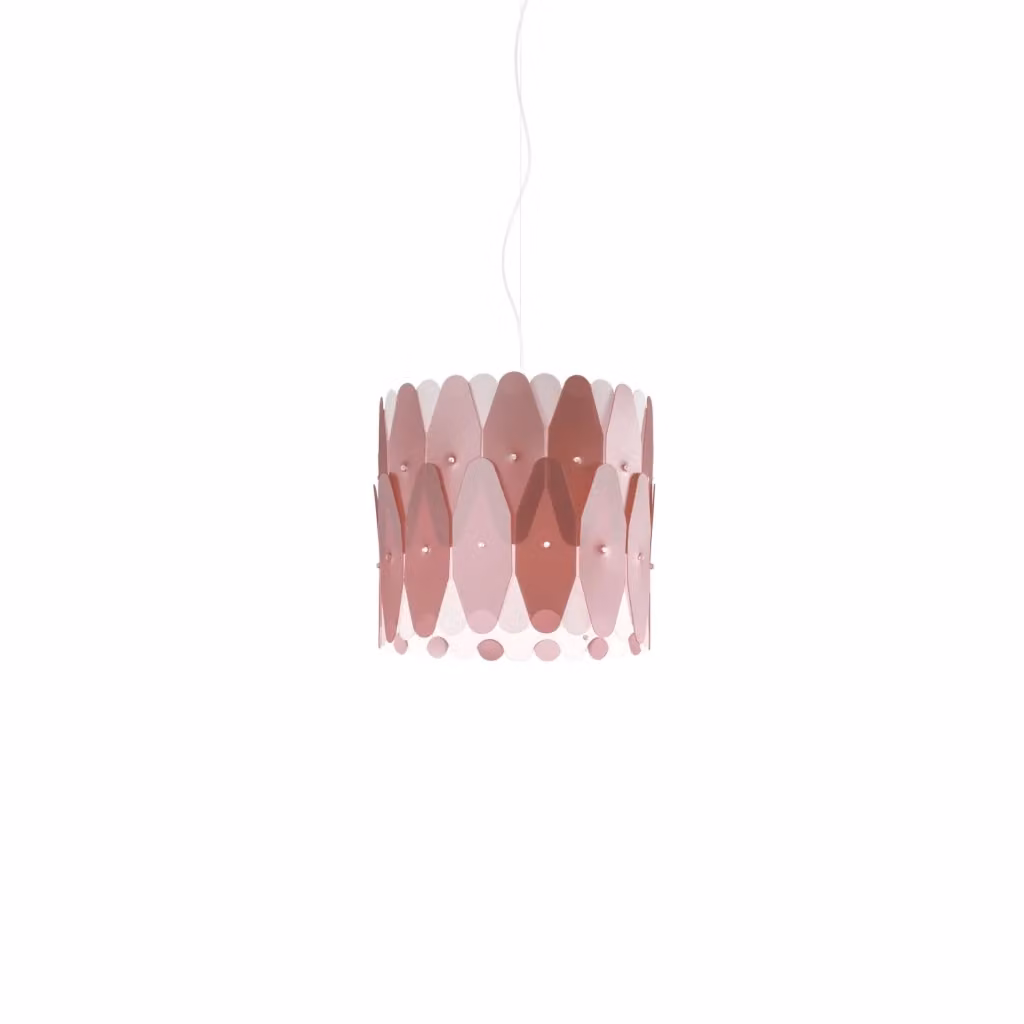 Lampada a sospensione moderna Amanda Polilux Linea Zero in metallo rosa e cromo con attacco E27 – 2