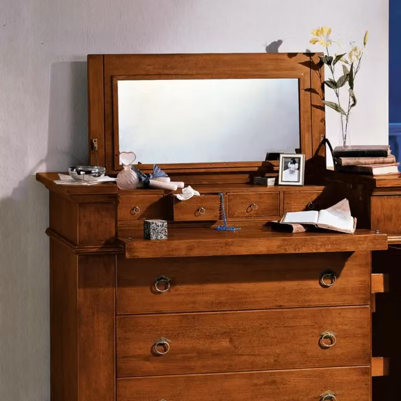 Set da camera da letto Mobili 2G composto da una cassettiera e due comodini in legno massiccio stile arte povera color noce – 4