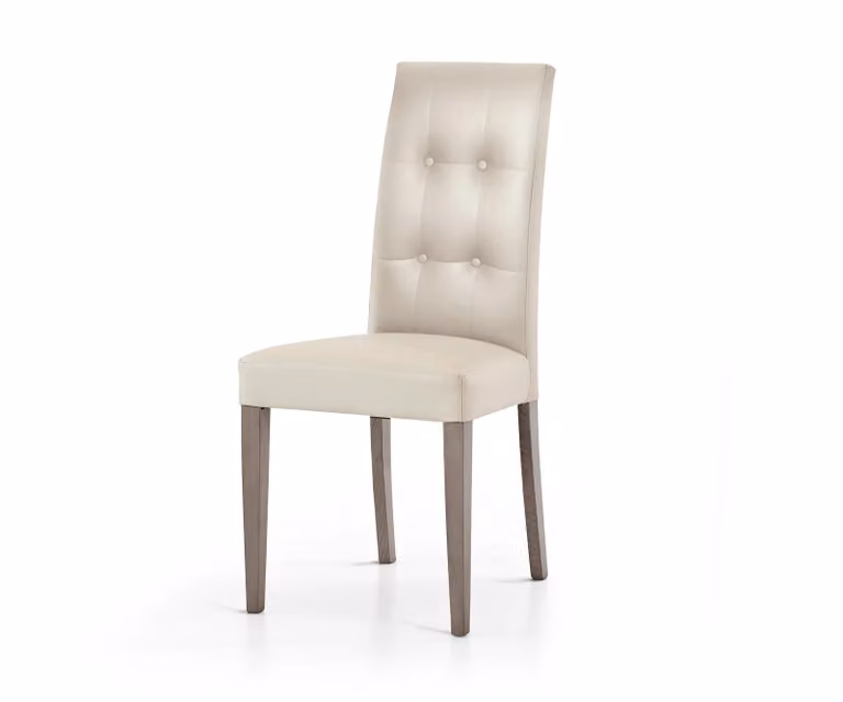 Set di 2 sedie PALMAROLA in ecopelle beige con bottoni