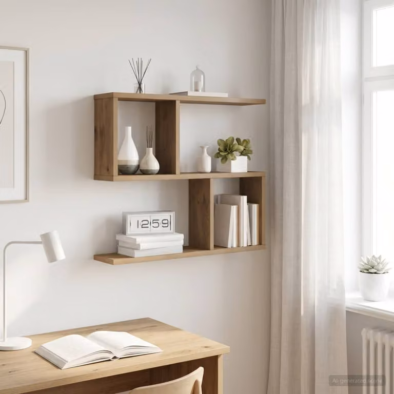 Scaffale da parete moderno vidaXL in legno color marrone, L: 60 cm, P: 12 cm, H: 50,5 cm