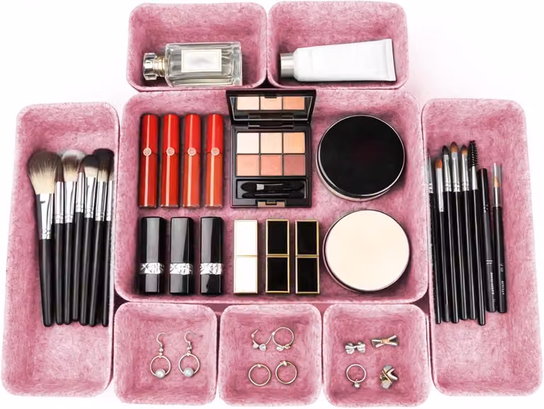 Organizzatore per cassetti in feltro, set da 8 pezzi, di diverse dimensioni, flessibile, ideale per l'ufficio e il tavolino da trucco