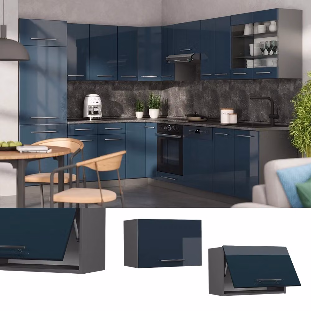 Pensile da cucina Vicco Fame-Line Blu scuro e Antracite lucido L: 60 cm – 2