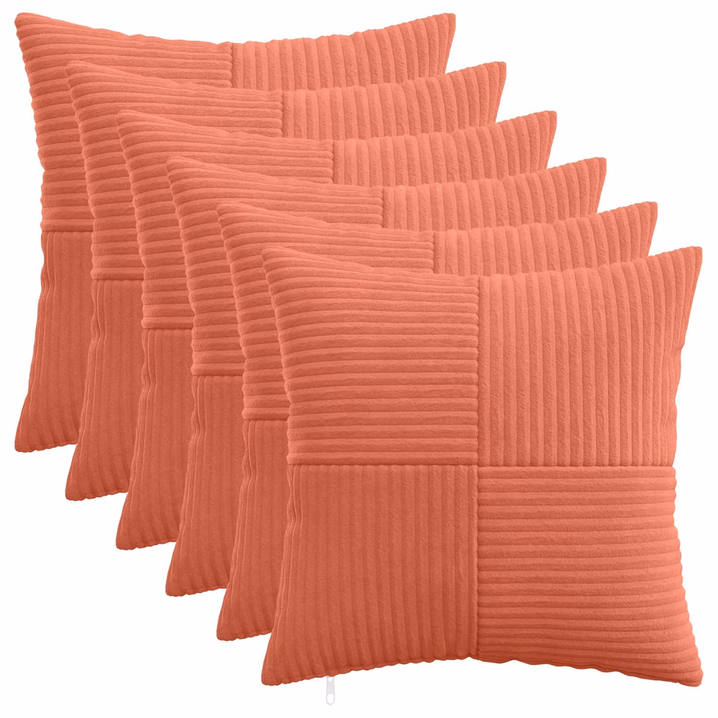Set di 6 federe vidaXL ALMELO in velluto a coste, Rosso Arancio, 40 x 40 cm