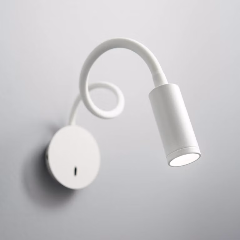 IDEAL LUX Applique da parete a LED Focus 2, Bianco / Opale, Soggiorno / Sala da pranzo, Metallo, Moderno, Applique a LED