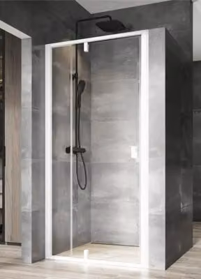 Porta doccia per nicchia per parete laterale RAVAK NDOP2 - 120 Nexty 120 cm colore telaio bianco opaco decoro vetro chiaro 03OG0E01Z1