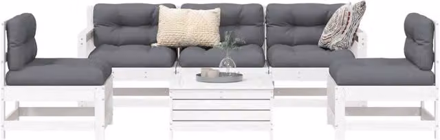 Set Divani da Giardino 6 pz Bianco in Legno Massello di Pino 3250737