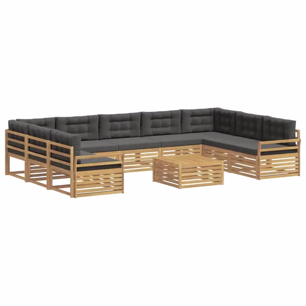 Set di 10 divani da esterno vidaXL in legno di acacia, colore bianco e antracite, design moderno per giardino e terrazza – 2