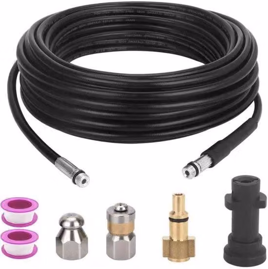 Tubo di scarico per idropulitrici - Lunghezza 15 metri - Flessibile - Resistente agli agenti chimici - Kit di pulizia - Kit di manutenzione - Duraturo
