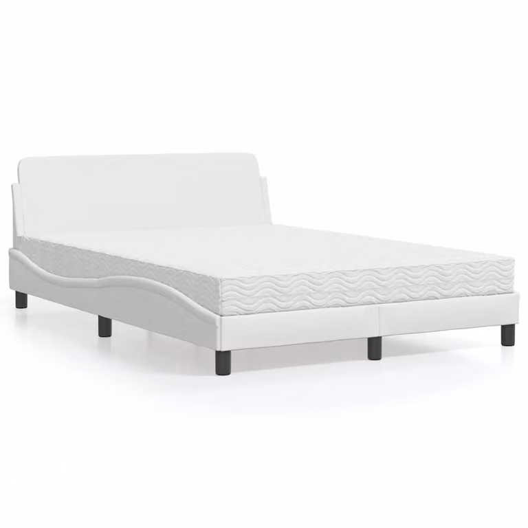 Letto con Materasso Dover vidaXL Bianco in Similpelle L/P: 140 x 190 cm