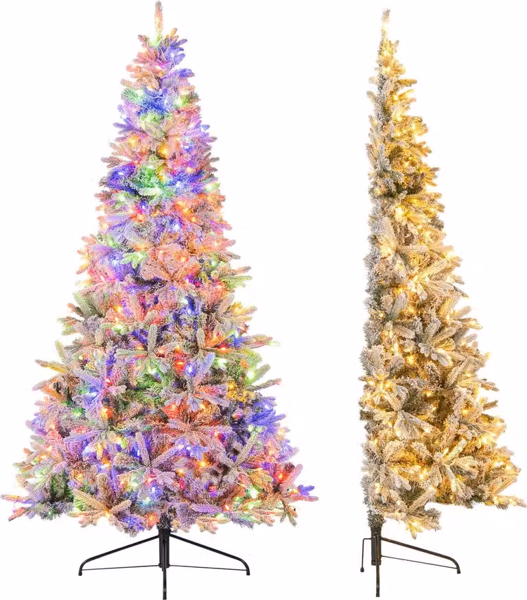 Albero di Natale artificiale pre-illuminato da 210 cm, ricoperto di neve