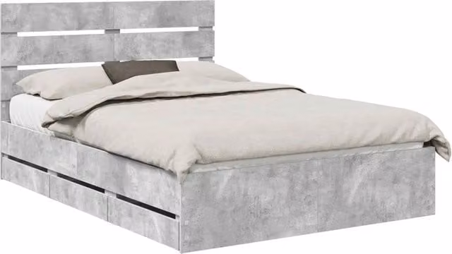 Letto matrimoniale | Letto per adulti | Struttura del letto con cassetto Grigio cemento 160 x 200 cm