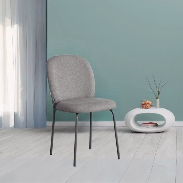 Sedia imbottita Turi in tessuto grigio set 4 pezzi