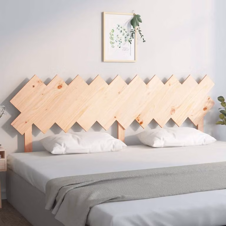 Testiera per letto vidaXL in legno massello di pino naturale, stile rustico, L: 196 cm, P: 3 cm, H: 80,5 cm