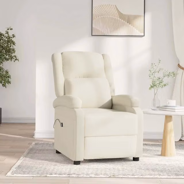 Poltrona Elettrica Reclinabile-Divano Sedia Crema in Velluto 193304