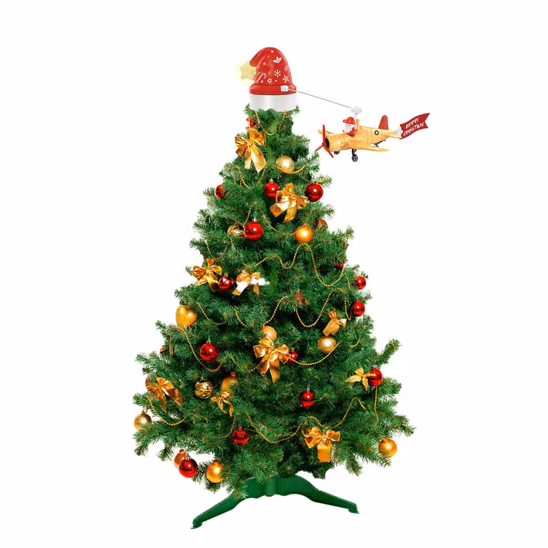 Vestiamo Casa Gran Natale Puntale Rotante con Aeroplano e Stella Luminosa Multicolore