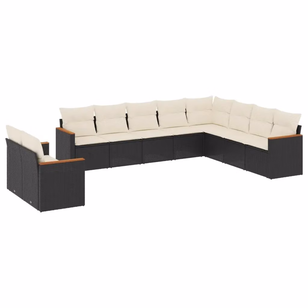 vidaXL Set Divani da Giardino Moderno in Polyrattan e Metallo con Cuscini Imbottiti, Nero e Bianco – 2