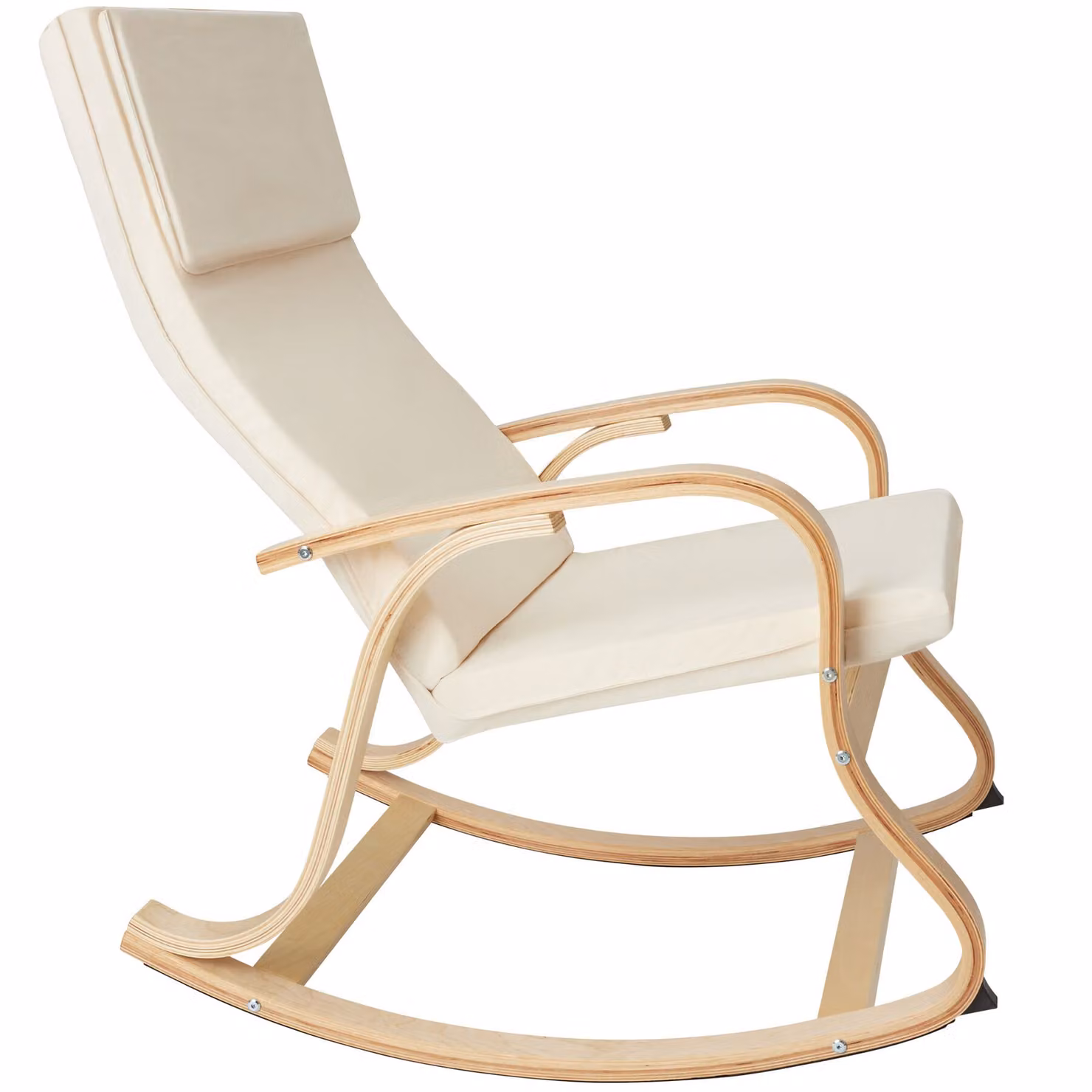 Sedia a dondolo Roca tectake in legno di betulla con braccioli, beige – 2