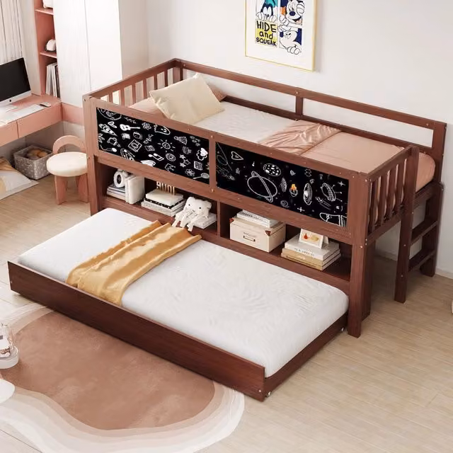 Letto a Castello Bambini con Casetta ¨C Xylo ¨C Massello, Scala, Contenitore, 90x200, Marrone