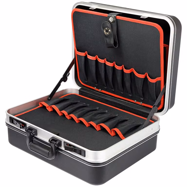 Valigetta per attrezzi, grande, in plastica ABS nera - 47 x 40 x 22 cm - Resistente all'acqua - Valigetta portatile