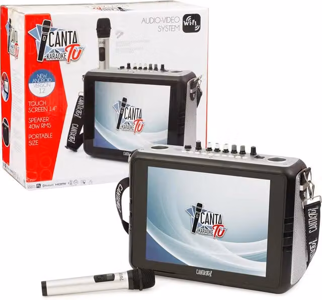 Canta Tu Karaoke Portatile 2024 Nero con Microfono Wireless, Bluetooth e Display Ampio