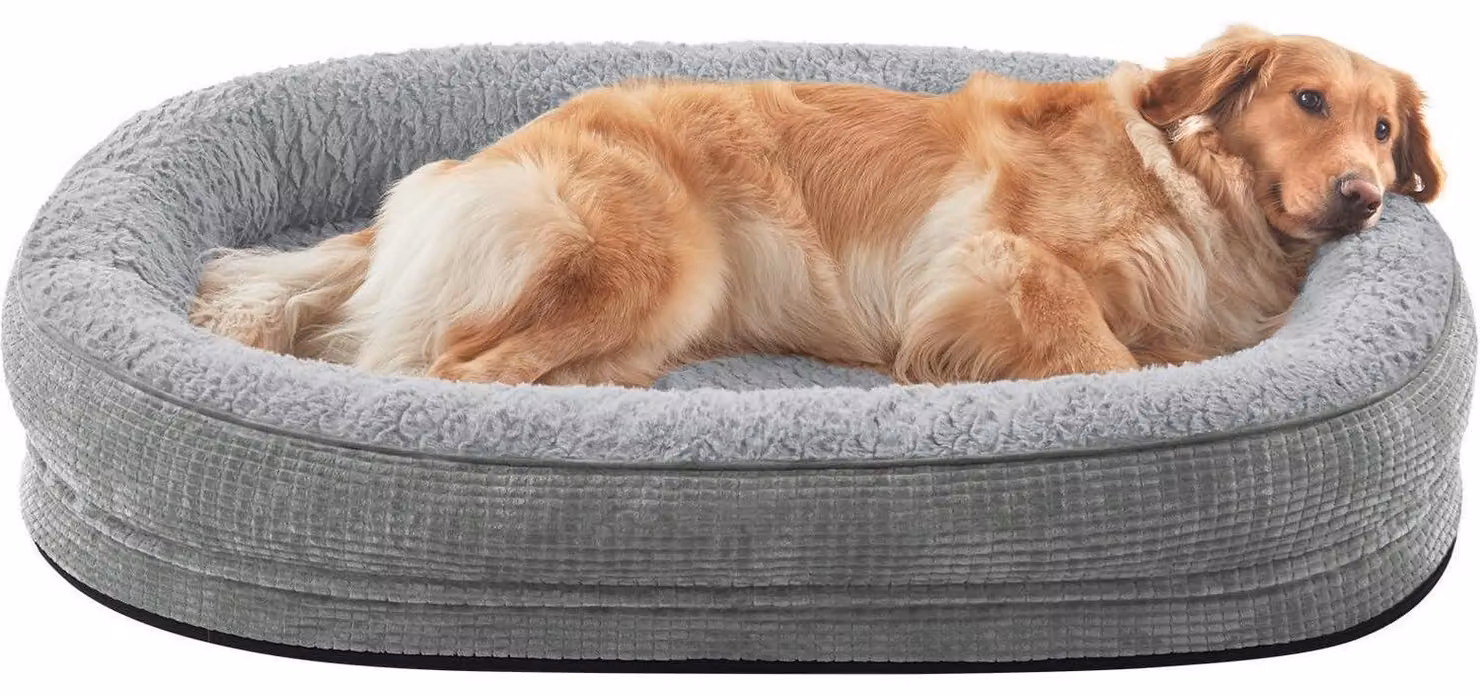Cuccia ortopedica per cani, 122x89 cm, grigio chiaro, con memory foam