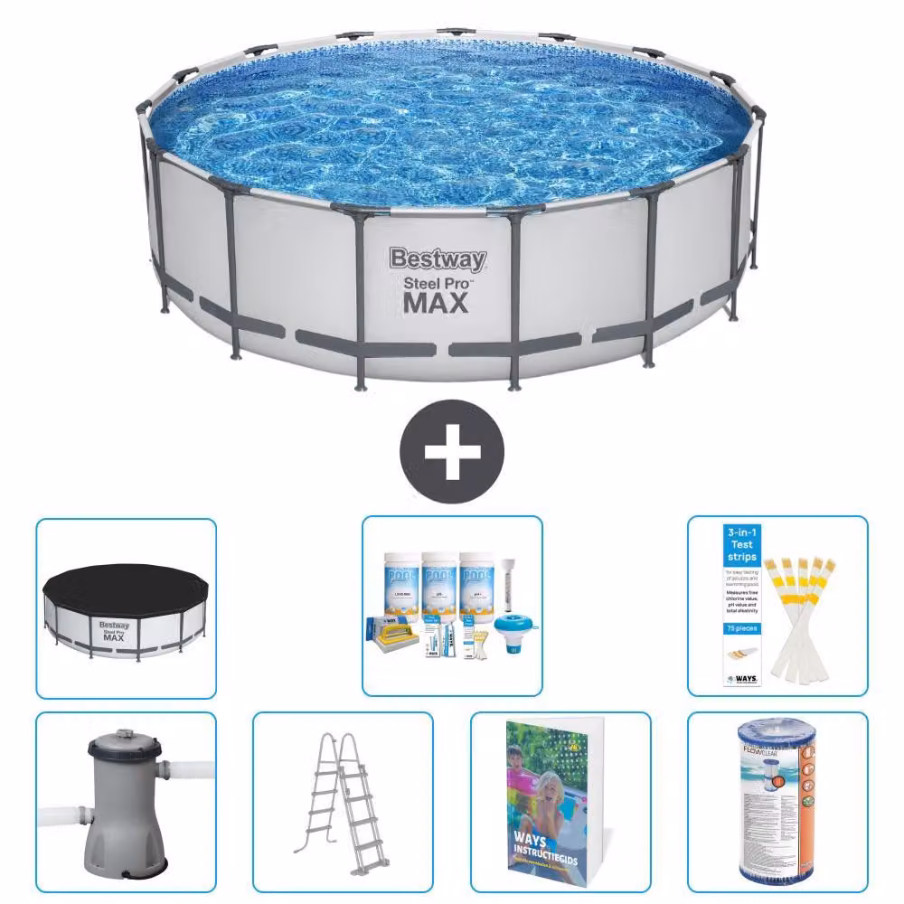 Piscina gonfiabile Bestway Steel Pro MAX, rotonda, 488x122 cm, composta da 6 parti, modello S556
