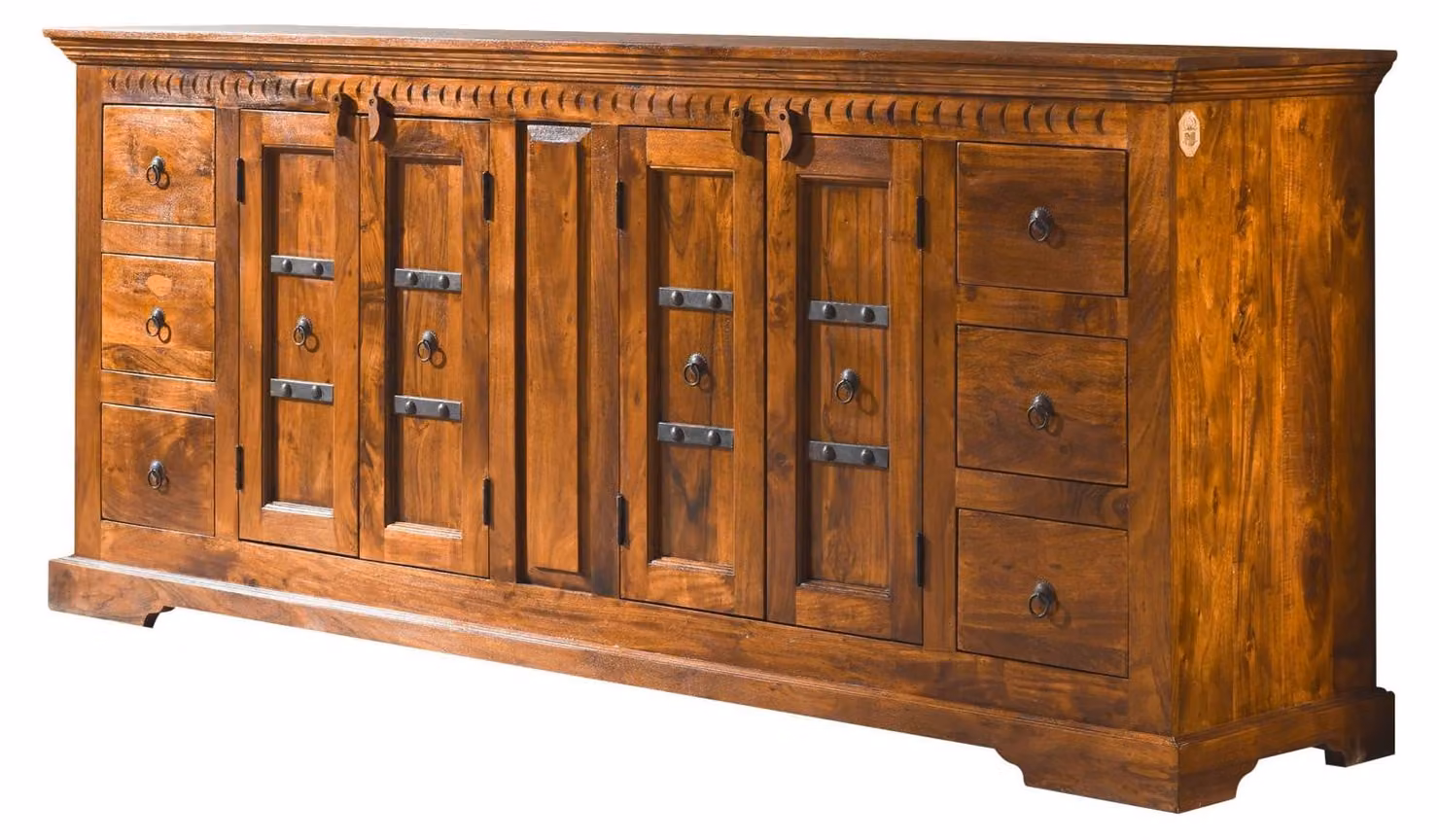 MASSIVMOEBEL24 | credenza in legno di Acacia 212x50x92 miele dorato laccato OXFORD #0414