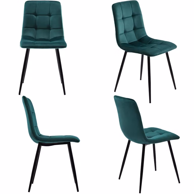 sedie da pranzo okwish set di 4 sedie imbottite con schienale, seduta in velluto e metallo, verde scuro