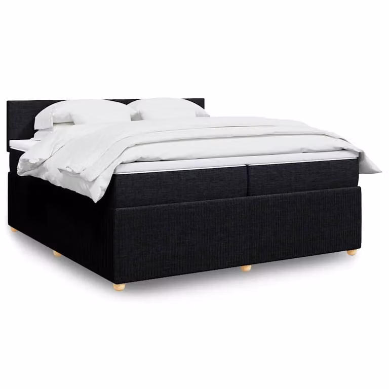 vidaXL Giroletto a Molle Ibrido con Materasso in Tessuto Nero 200x200 cm