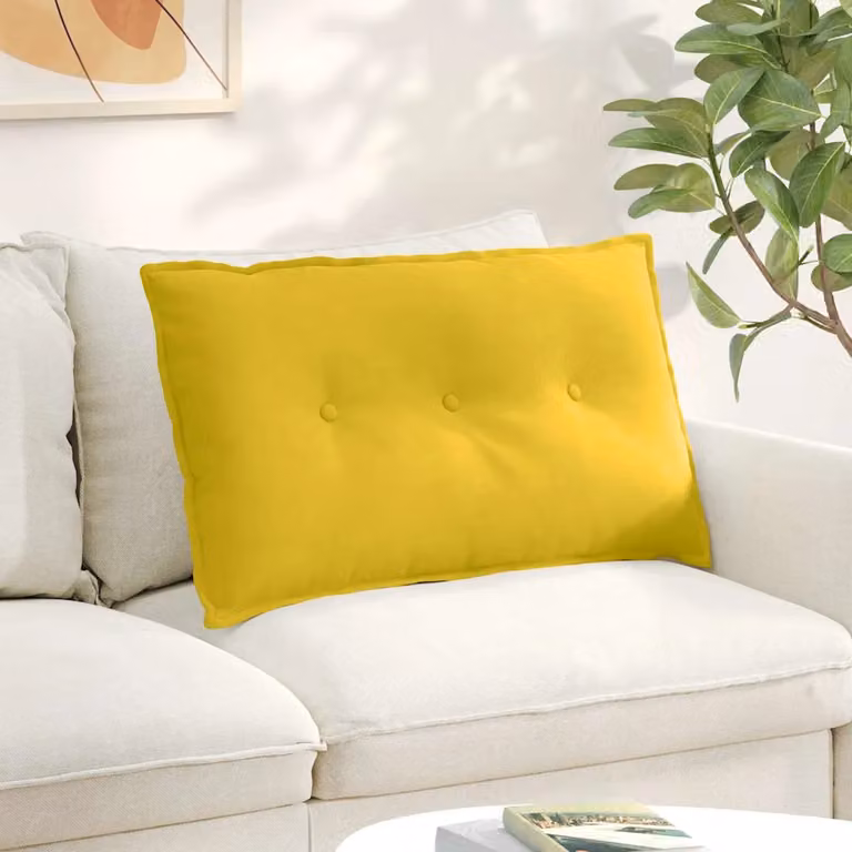 Cuscino per schiena vidaXL in tessuto a coste giallo, L: 80 cm, P: 50 cm, H: 1 cm