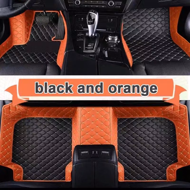 Tappetini per auto, design di interni compatibili con Audi Q6 e-tron, colore nero con dettagli arancioni