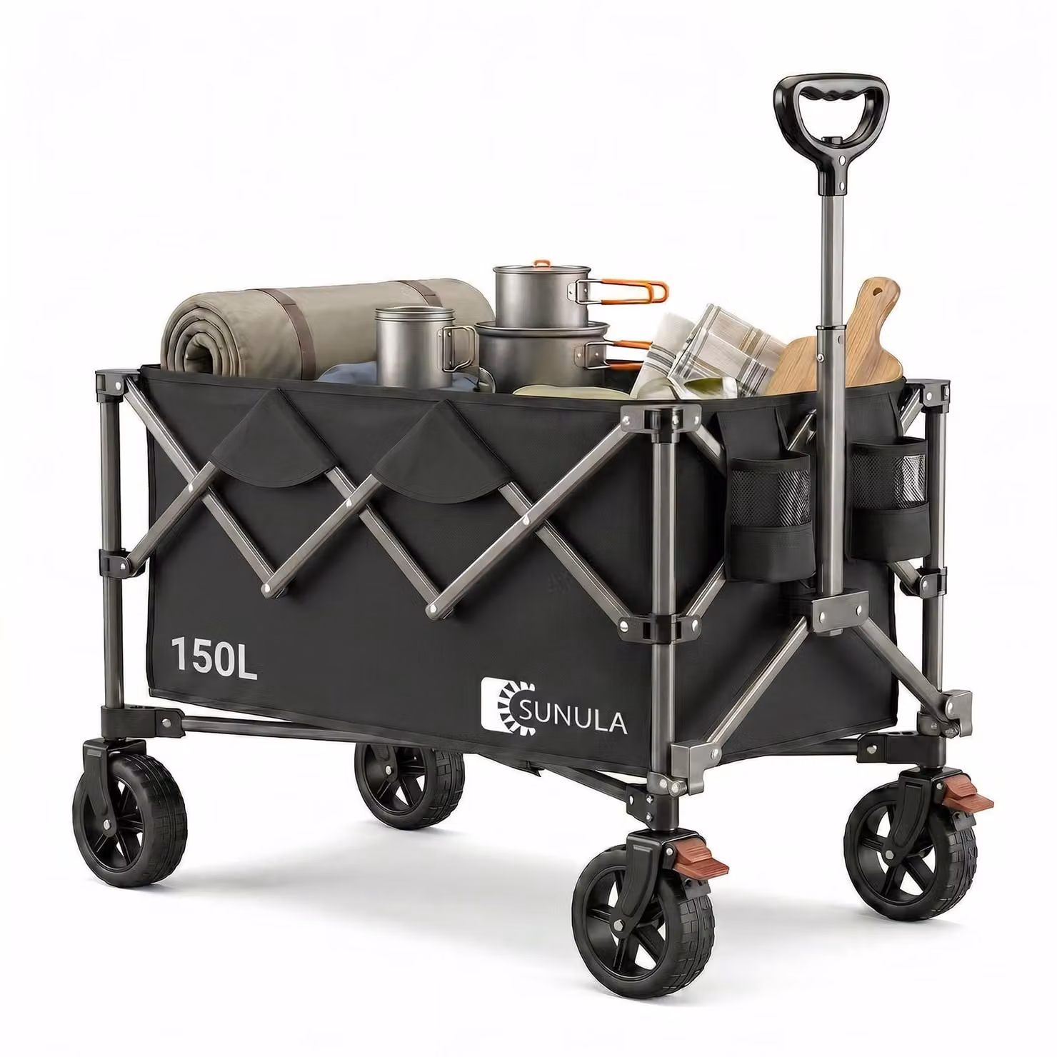 Carrello pieghevole SUNULA, portata 120 kg, con maniglia a scatto, nero