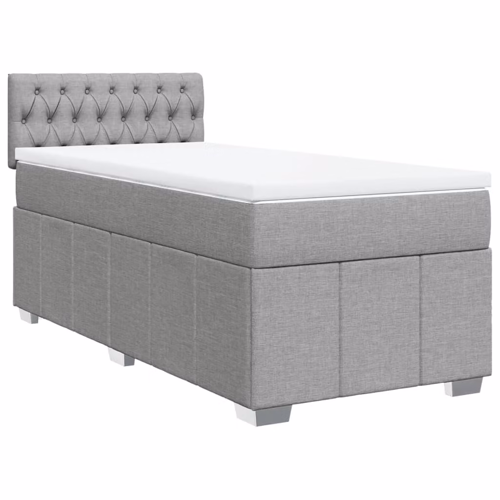 Giroletto a Molle con Materasso Grigio Chiaro 90x200 cm Tessuto