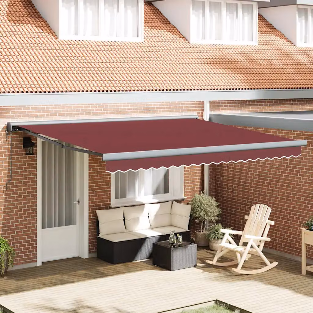 Tenda da Sole Retrattile Automatica con Motore vidaXL, Colore Rosso, L: 400 cm x P: 300 cm – 1