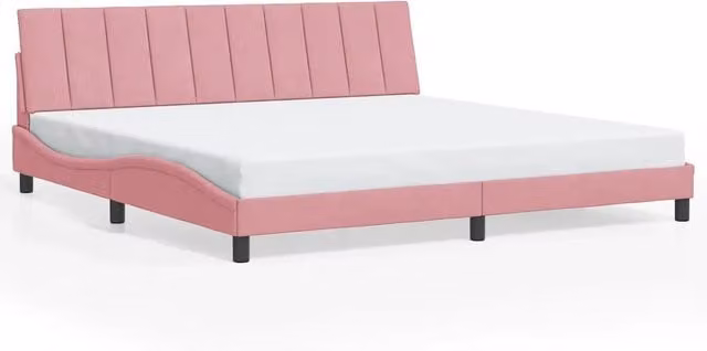 Letto matrimoniale | Letto per adulti | Giroletto senza Materasso Hanko Rosa 200x200 cm in Velluto