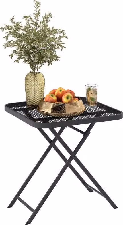 Tavolo da giardino pieghevole 70 x 70 cm, resistente alle intemperie; tavolo da balcone in acciaio pieghevole con design a fessura, tavolo da terrazza quadrato per giardino e terrazza