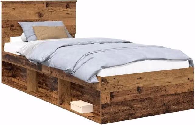 Letto singolo | Letto per adulti | Struttura del letto Legno vecchio 90 x 190 cm Pino massello