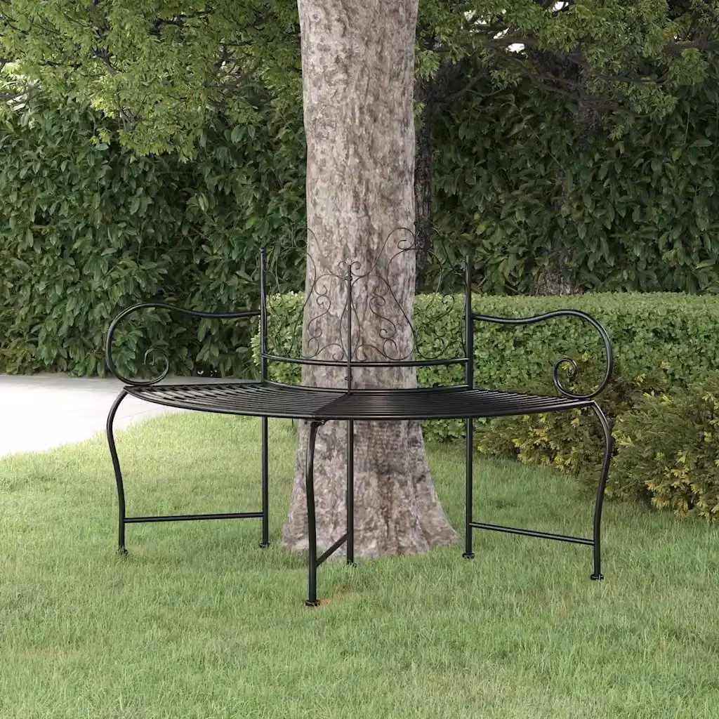 Panca da giardino per albero in acciaio nero opaco L: 150 cm – 2