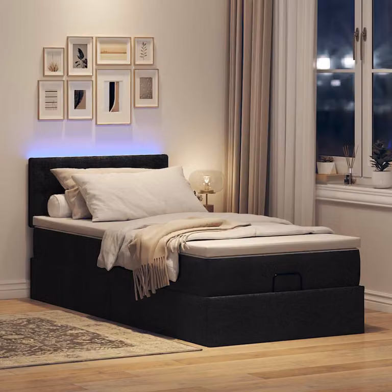 Maison Exclusive - Pouf Letto con Materasso e LED Nero 80x200cm in Tessuto
