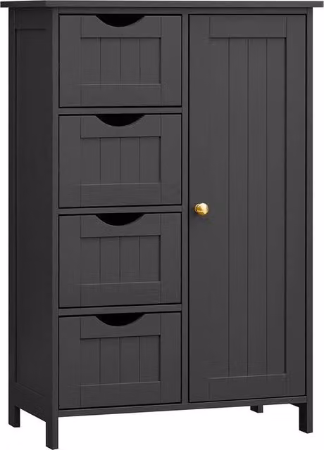 Cassettiera da bagno - Mobili di archiviazione - 30 cm x 55 cm x 82 cm - Nero inchiostro - 13,3 kg - Capacità di 45 kg di piastrelle - Montaggio semplice