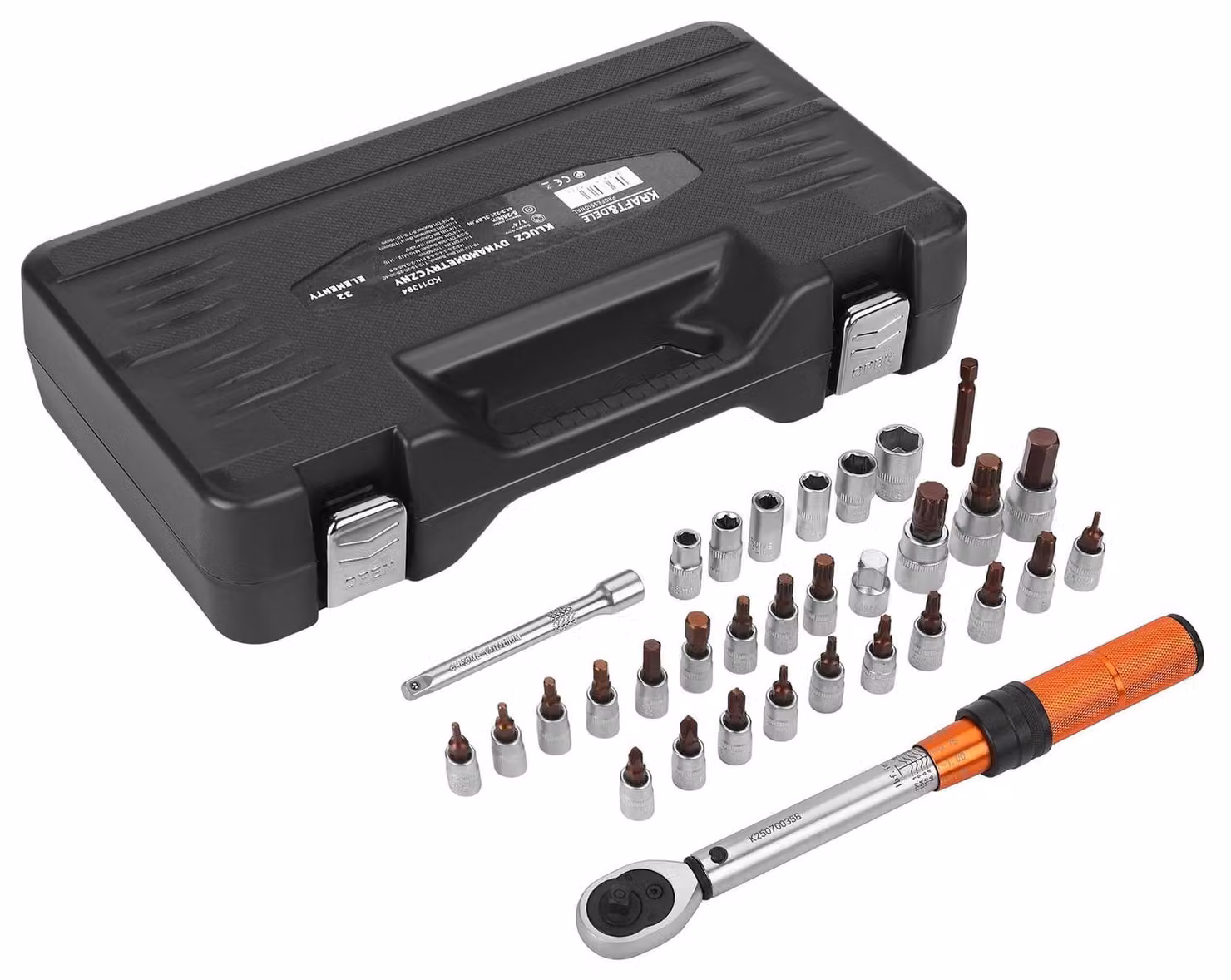 Chiave dinamometrica da 1/4", 5-25 Nm, set da 32 pezzi, modello KD11394