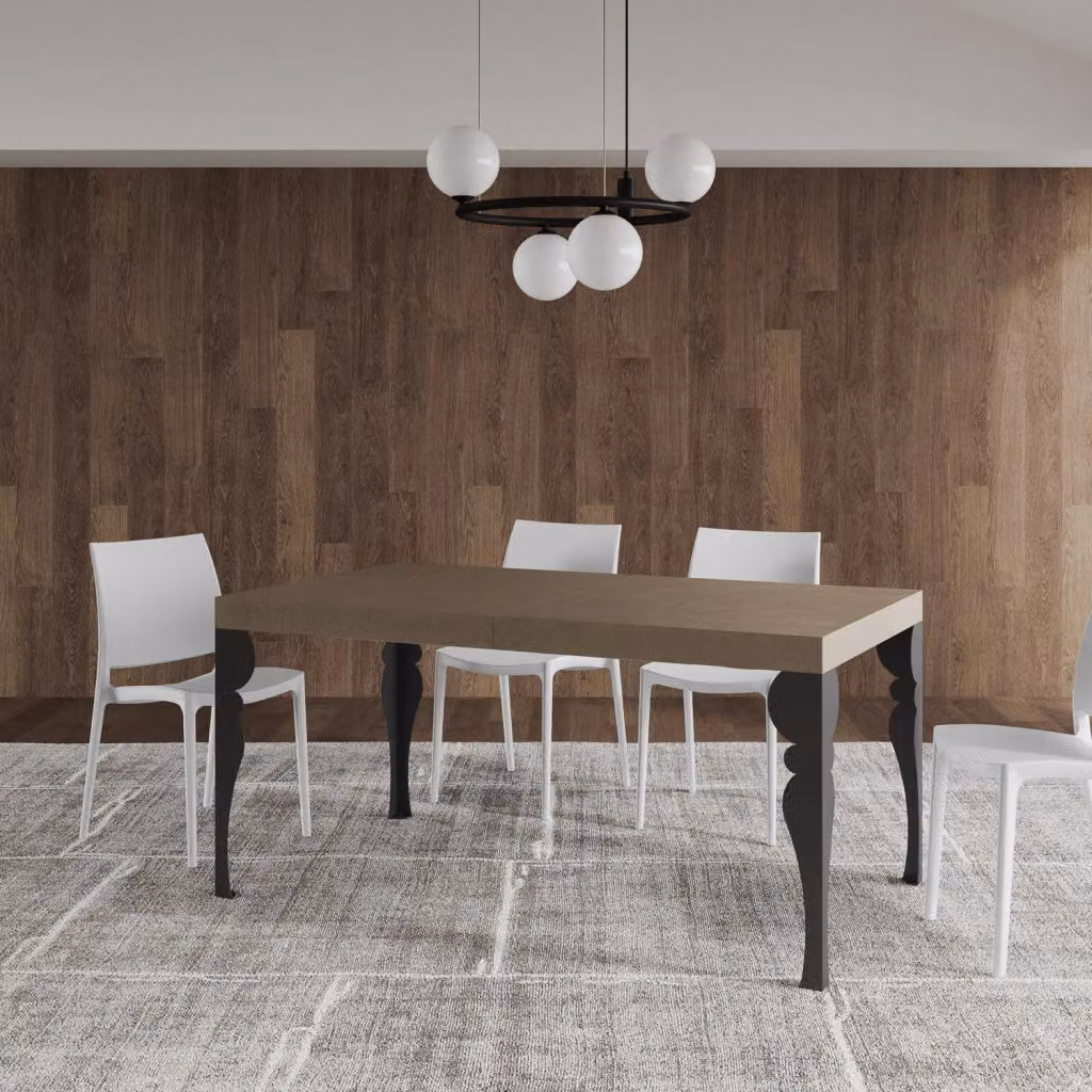 Tavolo Allungabile Moderno GIORDANOSHOP in MDF Laminato, Colore Tortora e Antracite, L/P/H: 160-420 x 90 x 77 cm – 2