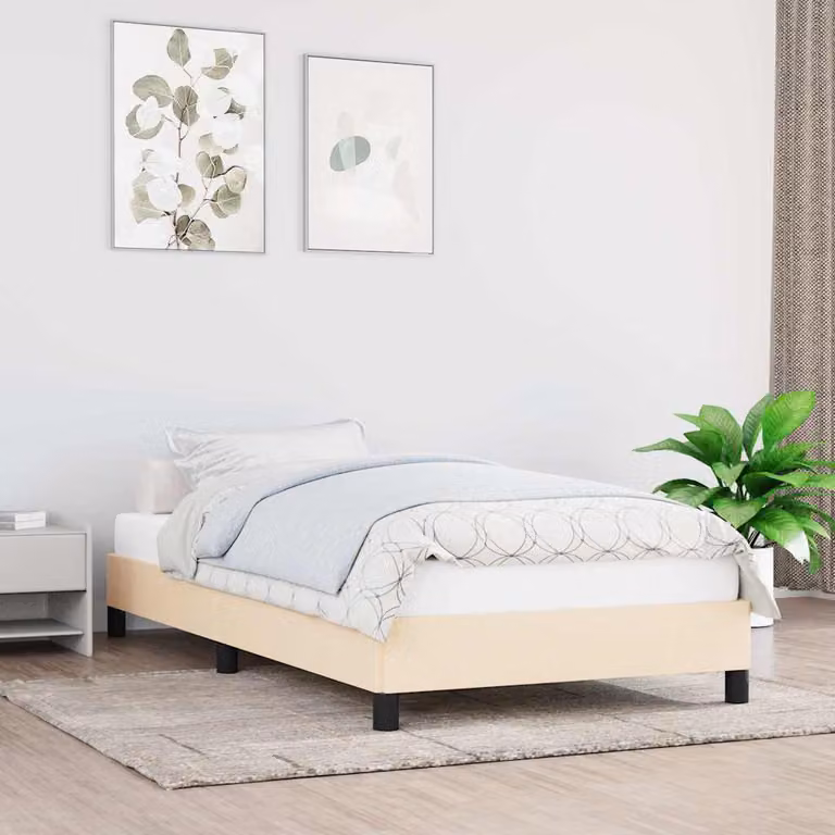 Giroletto vidaXL senza materasso in tessuto beige con doghe in legno L/P: 100 x 200 cm