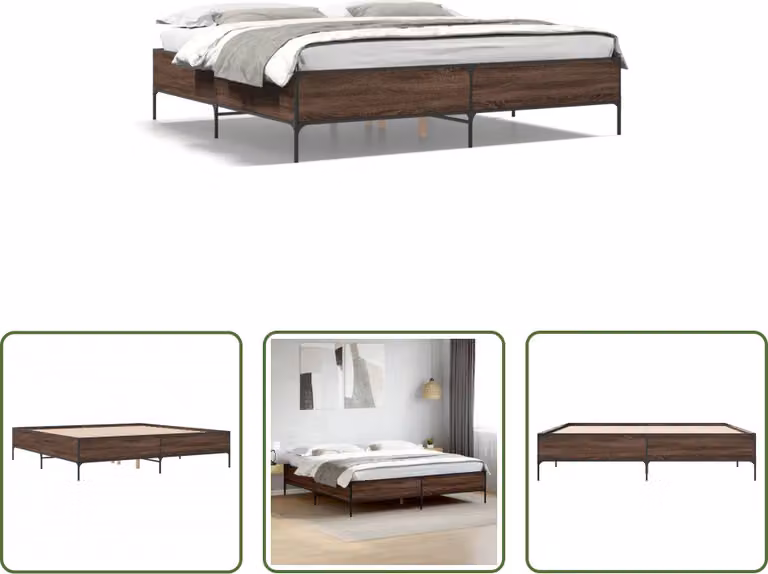 The Living Store Struttura letto in rovere marrone 180x200 cm Materiale legno Metallo