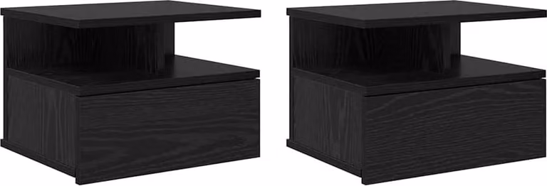 Comodino flottante 2 pcs Rovere Nero 40 x 31 x 28 cm