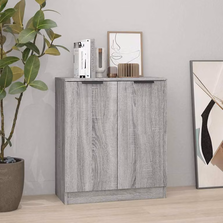 Credenza vidaXL in legno tecnico MDF Grigio Sonoma, L 60 cm x P 30 cm x H 70 cm