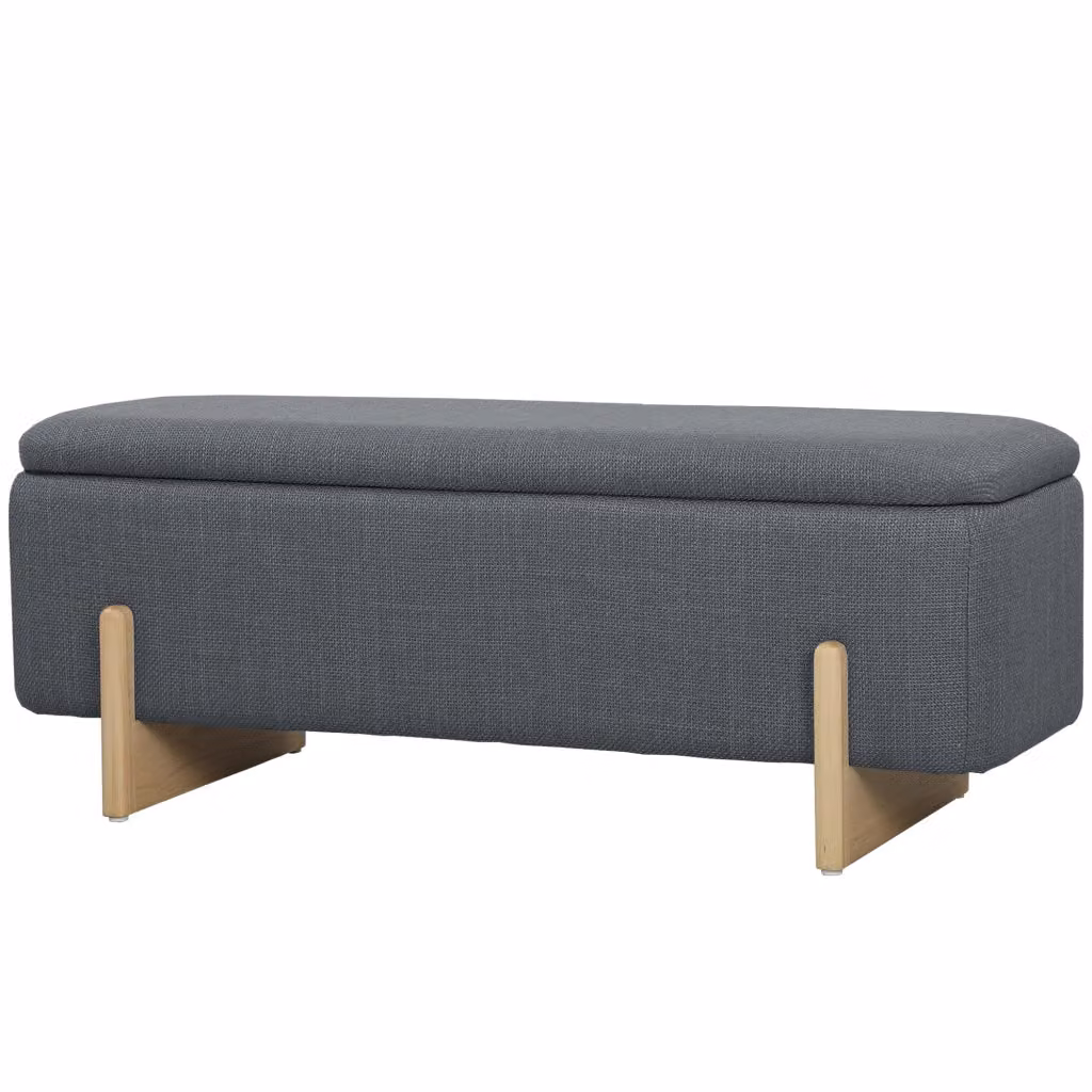 Sgabello con contenitore Minimal in tessuto grigio scuro L/P/H: 44 x 44 x 44,5 cm – 2