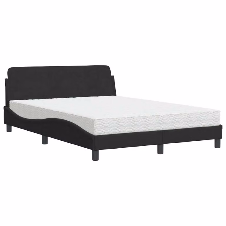 Letto con Materasso Dover Nero 140x190 cm in Velluto